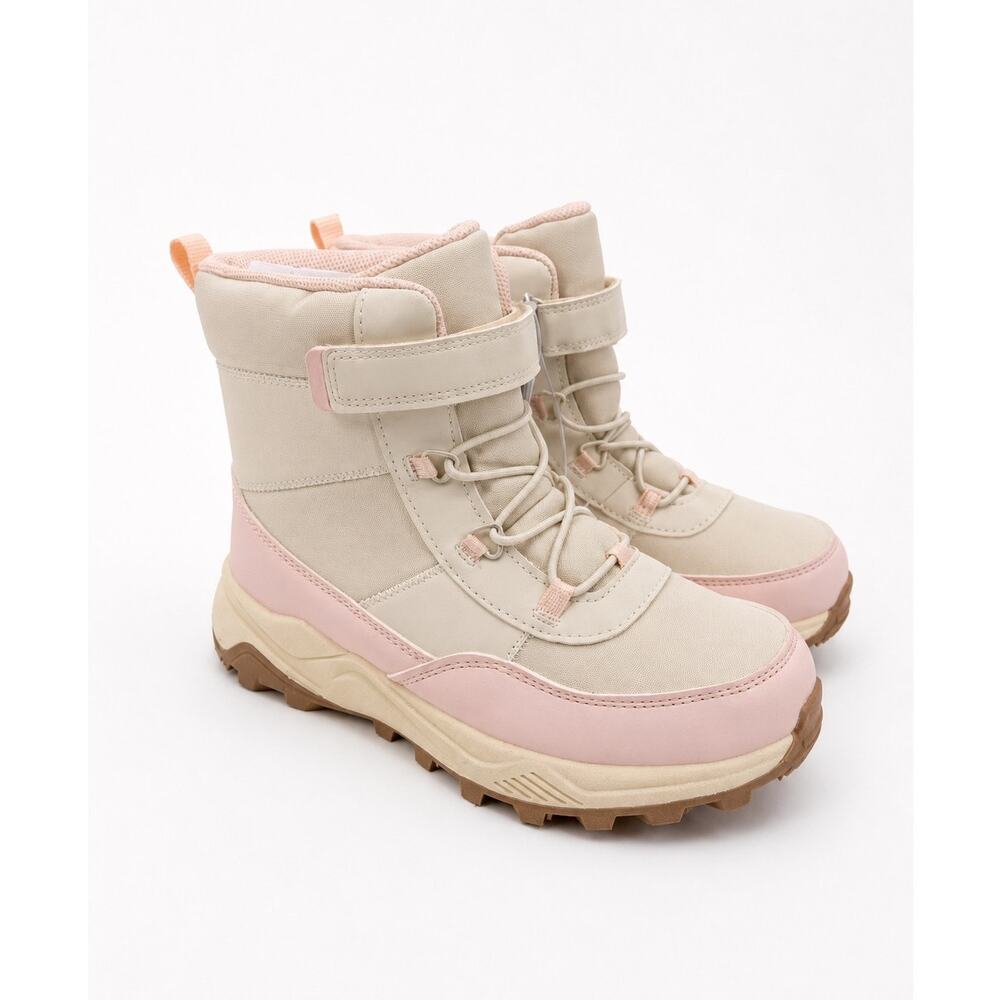 Cat & Jack Frankie Winter Snow Boots Girls Size 3 Pink Beige Insulated NWOB